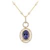 Image 2 : 14KT Yellow Gold 4.41 ctw Tanzanite and Diamond Pendant With Chain