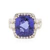 Image 1 : 14KT White Gold GIA Certified 11.73 ctw Tanzanite and Diamond Ring