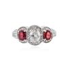Image 1 : 14KT White Gold 0.84 ctw Ruby and Diamond Ring