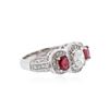 Image 2 : 14KT White Gold 0.84 ctw Ruby and Diamond Ring