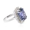 Image 2 : 14KT White Gold 8.25 ctw Tanzanite and Diamond Ring