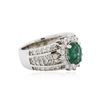 Image 2 : 14KT White Gold 1.41 ctw Emerald and Diamond Ring