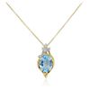 Image 2 : 14KT Yellow Gold 2.48 ctw Topaz and Diamond Pendant With Chain