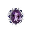 Image 1 : 14KT White Gold 8.37 Amethyst, Sapphire and Diamond Ring