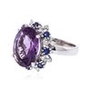 Image 2 : 14KT White Gold 8.37 Amethyst, Sapphire and Diamond Ring