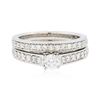 Image 1 : 18KT White Gold 0.67 ctw Diamond Ring Wedding Set