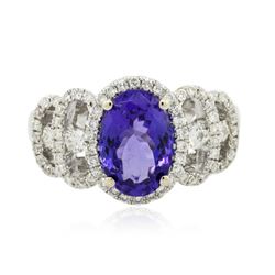 18KT White Gold 2.15 ctw Tanzanite and Diamond Ring