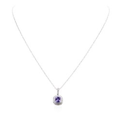 14KT White Gold 1.36 ctw Tanzanite and Diamond Pendant With Chain