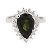Image 1 : 14KT White Gold 3.07 ctw Green Tourmaline and Diamond Ring