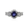 Image 1 : 18KT White Gold 0.73 ctw Sapphire and Diamond Ring