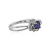 Image 2 : 18KT White Gold 0.73 ctw Sapphire and Diamond Ring