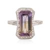 Image 1 : 14KT White Gold 4.89 ctw Ametrine Quartz and Diamond Ring