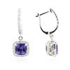 Image 2 : 14KT White Gold 2.50 ctw Tanzanite and Diamond Earrings