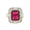 Image 1 : 14KT White Gold GIA Certified 6.65 ctw Tourmaline and Diamond Ring