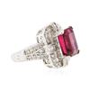 Image 2 : 14KT White Gold GIA Certified 6.65 ctw Tourmaline and Diamond Ring