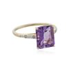 Image 2 : 10KT Yellow Gold 5.00 ctw Amethyst and Diamond Ring