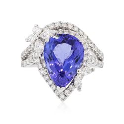 18KT White Gold 6.97 ctw Tanzanite and Diamond Ring