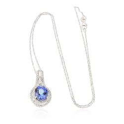 14KT Two-Tone Gold 6.58 ctw Tanzanite and Diamond Pendant With Chain