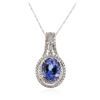 Image 2 : 14KT Two-Tone Gold 6.58 ctw Tanzanite and Diamond Pendant With Chain