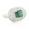 Image 2 : 14KT White Gold 4.64 ctw Emerald and Diamond Ring