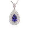 Image 2 : 14KT White Gold 9.64 ctw Tanzanite and Diamond Pendant With Chain