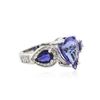 Image 2 : 14KT White Gold 3.83 ctw Tanzanite, Sapphire and Diamond Ring