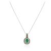 Image 2 : 14KT White Gold 0.75 ctw Emerald and Diamond Pendant With Chain