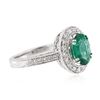 Image 2 : 14KT White Gold 1.53 ctw Emerald & Diamond Ring