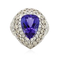 14KT White Gold 9.78 ctw Tanzanite and Diamond Ring