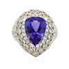 Image 1 : 14KT White Gold 9.78 ctw Tanzanite and Diamond Ring