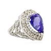 Image 2 : 14KT White Gold 9.78 ctw Tanzanite and Diamond Ring