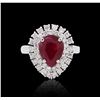 Image 1 : 18KT White Gold GIA Certified 2.82 ctw Ruby and Diamond Ring