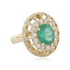 Image 2 : 14KT Yellow Gold 2.28 ctw Emerald and Diamond Ring