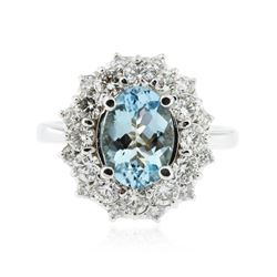 14KT White Gold 1.70 ctw Aquamarine and Diamond Ring