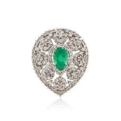 14KT White Gold 1.03 ctw Emerald and Diamond Ring