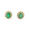 Image 1 : 14KT Yellow Gold 7.04 ctw Emerald and Diamond Earrings