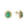 Image 2 : 14KT Yellow Gold 7.04 ctw Emerald and Diamond Earrings