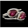 Image 2 : 14KT White Gold 3.24 ctw Ruby and Diamond Ring