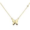 Image 2 : 14KT Yellow Gold 0.03 ctw Diamond Butterfly Necklace