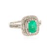 Image 2 : 14KT White Gold 0.95 ctw Emerald and Diamond Ring