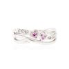 Image 1 : 14KT White Gold 0.05 ctw Pink Topaz and Diamond Ring