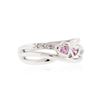 Image 2 : 14KT White Gold 0.05 ctw Pink Topaz and Diamond Ring