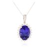 Image 1 : 14KT White Gold GIA Certified 21.19 ctw Tanzanite and Diamond Pendant With Chain