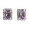 Image 1 : 14KT Two-Tone Gold 1.68 ctw Amethyst and Diamond Earrings