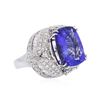 Image 2 : 18KT White Gold GIA Certified 15.08 ctw Tanzanite and Diamond Ring