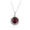 Image 2 : 14KT White Gold 4.94 ctw Ruby and Diamond Pendant With Chain
