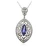 Image 2 : 14KT White Gold 4.20 ctw Tanzanite and Diamond Pendant With Chain