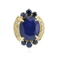 14KT Yellow Gold 10.94 ctw Sapphire and Diamond Ring