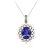 Image 2 : 14KT White Gold 3.73 ctw Tanzanite and Diamond Pendant With Chain