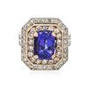 Image 1 : 14KT Rose and White Gold 4.29 ctw Tanzanite and Diamond Ring